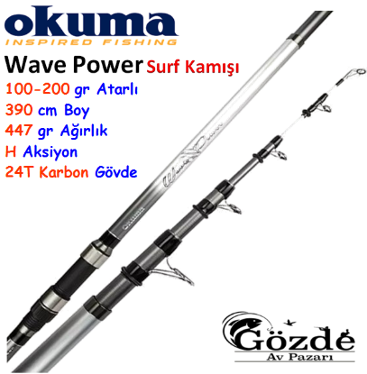 Okuma Wave Power Tele Surf 390 cm 100-200 gr  Surf Kamışı resmi
